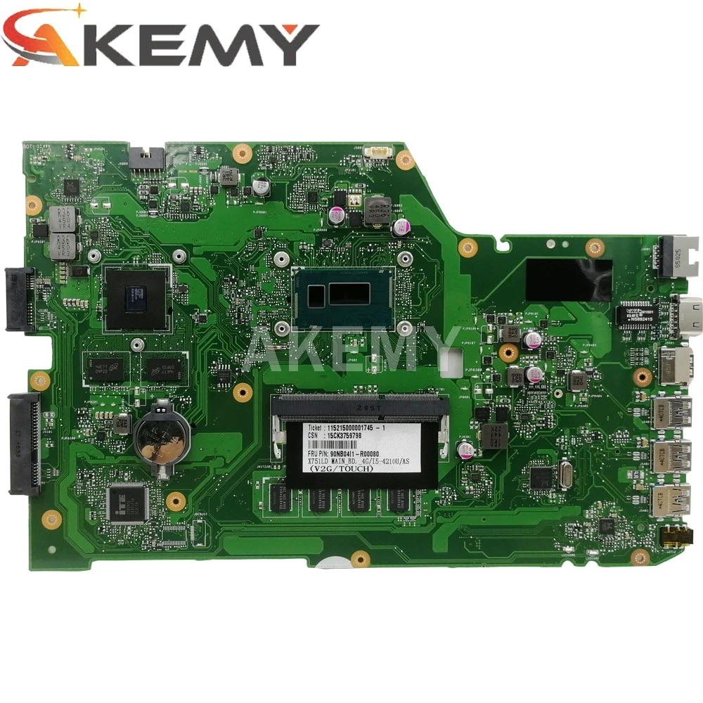 X751LD For ASUS X751LN X751LK X751LD  Laptop motherboard I3-4010U CPU 4GB RAM with GT820M Mainboard test good