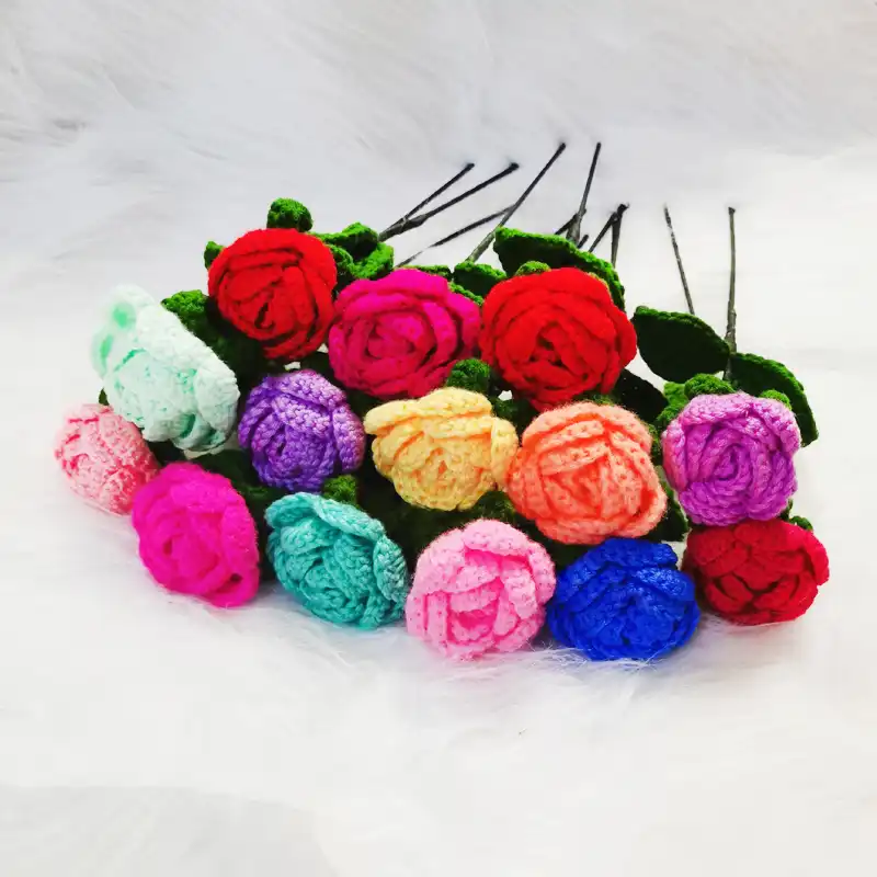 完成かぎ針フック手作り花編みの花diyのシミュレーションウールは3次元手不織布花束ギフト Diy 編み物 Aliexpress