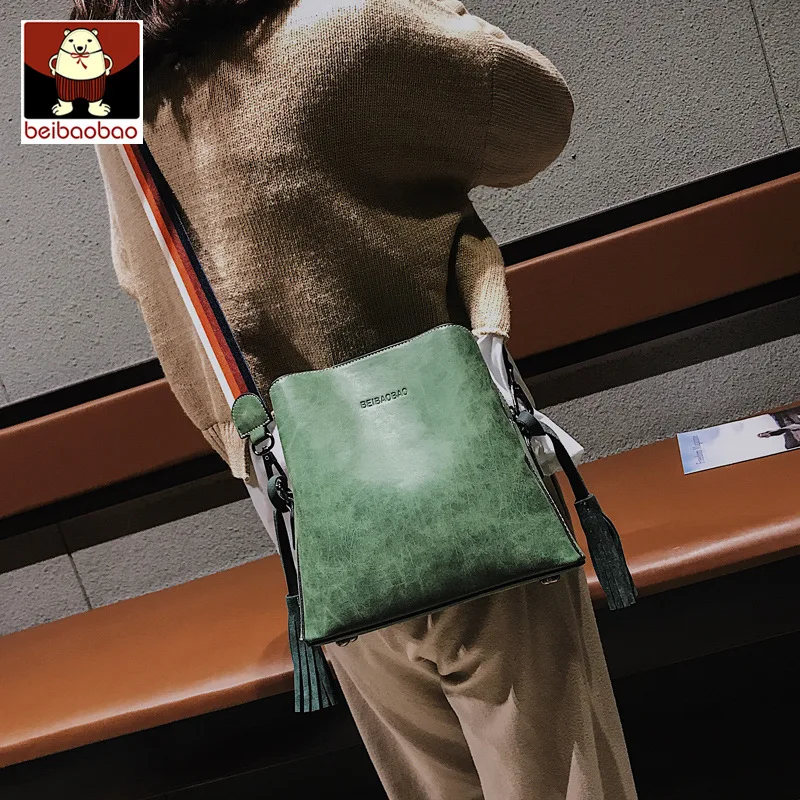 Beibaobao новая осенне-зимняя сумка-мешок модная дикая широкая сумка на плечо Корейская версия Диагональная Сумка на ремне сумка через плечо