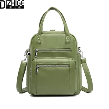 

DIZHIGE Women Leather Backpack Large Capacity Solid Waterproof PU Korean Backpack Portable Shoulder School Bag For Teenage Girls