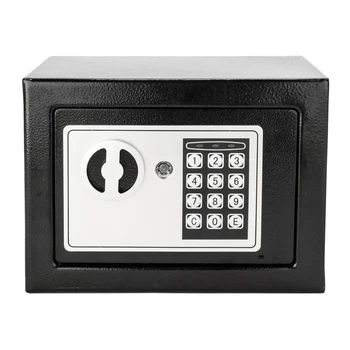 

17E Home Use Electronic Password Steel Plate Safe Box Black Protect Assets Safe Box for Storage Jewelry Cash Documents