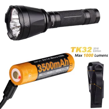 

Fenix TK32 2016 CREE LED 1000 Lumen built in Red, Green Lights and dual tail switch tactical Flashlight + ARB-L18-3500U battery