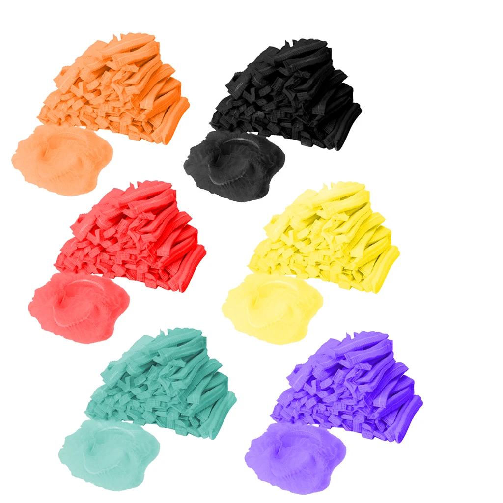 100x Disposable Mob Cap Non Woven Anti Dust Hat Head Cover Food Catering Kitchen