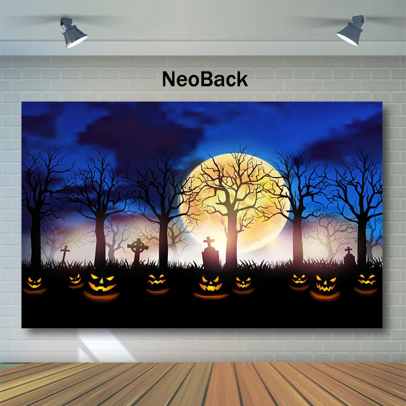 

NeoBack Forest Old Trees Halloween Photography Backdrops Night Moon Ghost Specter Background Photography Halloween Party Backdro