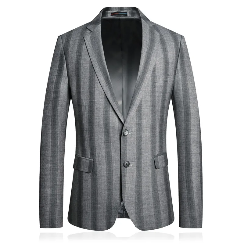 

2020 Spring Suit Men Stripes Imitation Linen Suit Coat