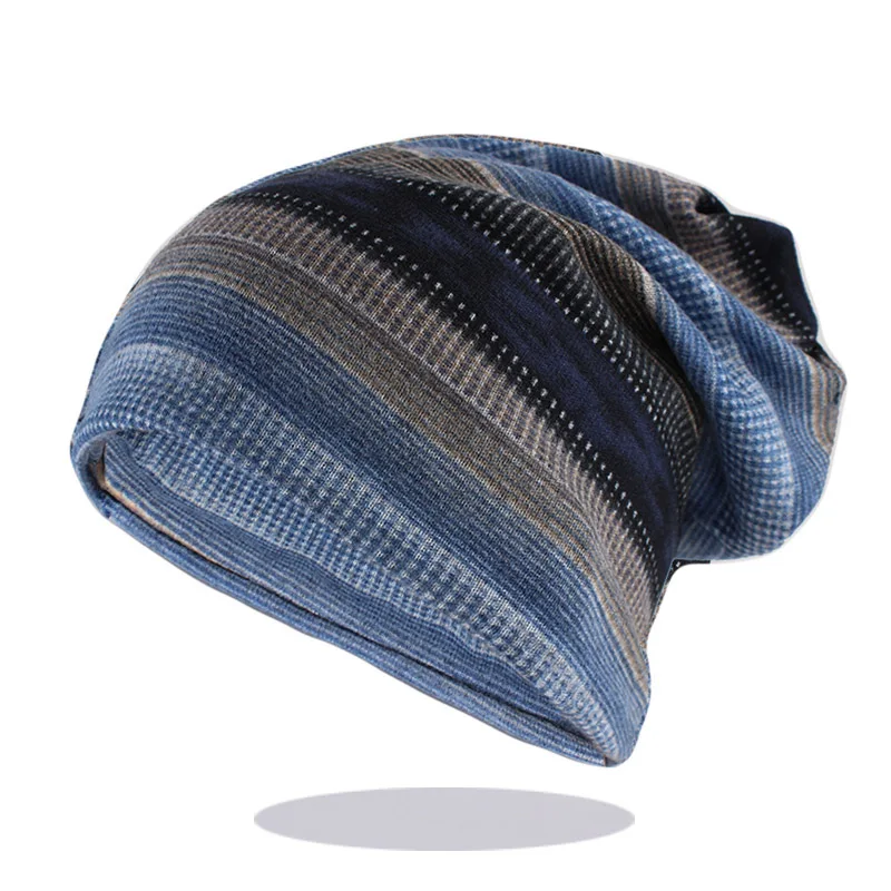 Синий Новая модная Осенняя женская теплая шапка Skullies, двойная Повседневная шапка для девочек, шарф, изображение листьев, женские шапки - Цвет: Синий