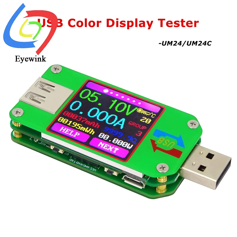 UM24 UM24C APP USB 2.0 LCD Display Voltmeter ammeter battery charge voltage current meter multimeter cable measure Tester