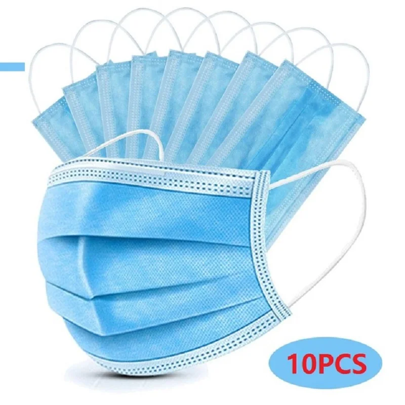 

50 pcs 3 Layer Anti-dust face mask Non Woven Disposable mouth mask Meltblown cloth Masks Earloops protective Masks Fast delivery