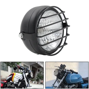 

Retro Vintage Motorcycle Universal Side Mount 35W 6.5 Inch White Headlight Cafe Racer with Grille