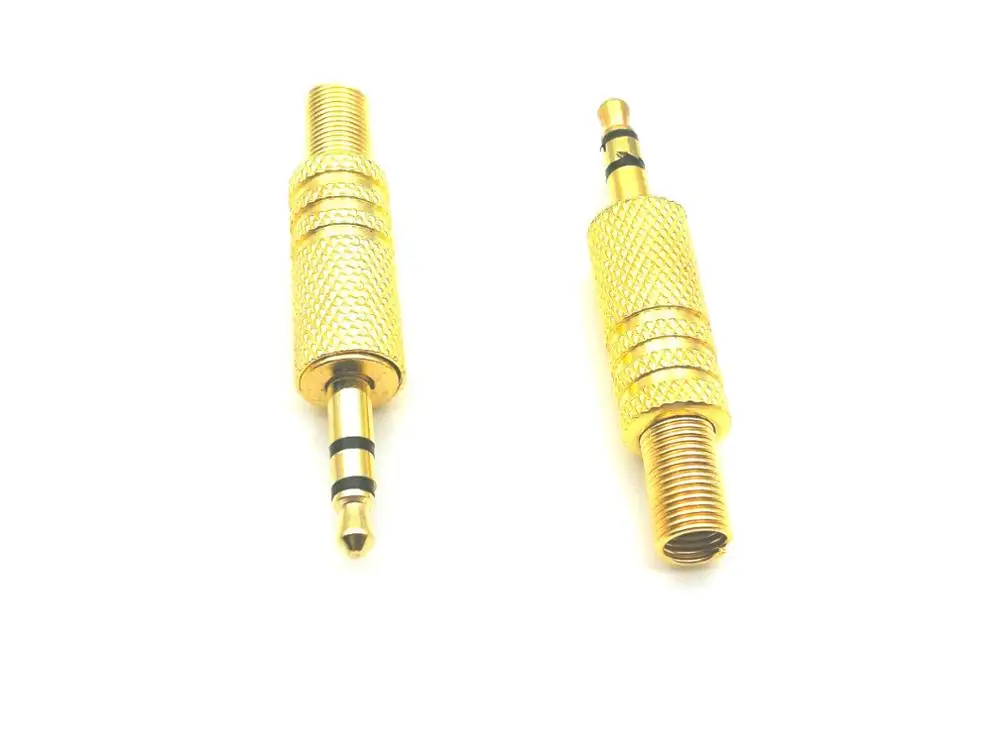 1000 pcs Gold 3 5mm 3 Pole Male headphone Jack Plug Audio Soldering Stereo
