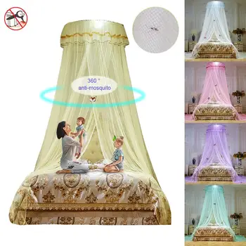 

Dome Ceiling Lace Bed Canopy Princess Kid Room Mosquito Net Bed Valance Floor-Length Dome Hanging Curtain Photograph Props