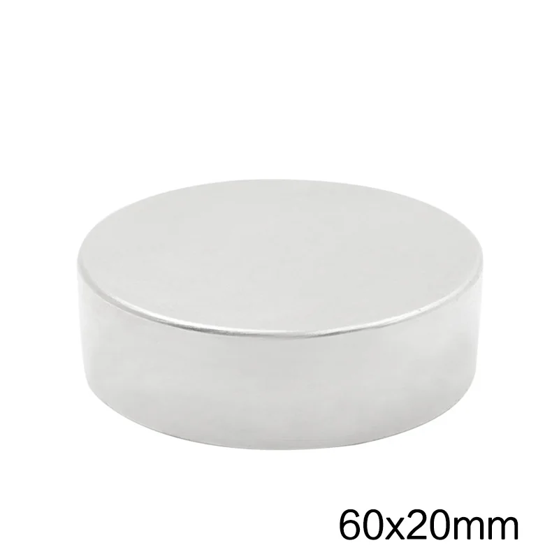 

1PCS 60x20mm NdFeB Super Powerful Strong Magnetic Permanent Neodymium Magnets disc N35 60x20 mm Big Round Magnet 60*20 mm