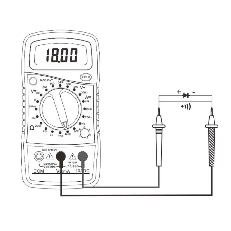 DT850L Ручной цифровой мультиметр с ЖК-дисплеем 1999 отсчетов AC/DC тестер Амперметр 18DEC31