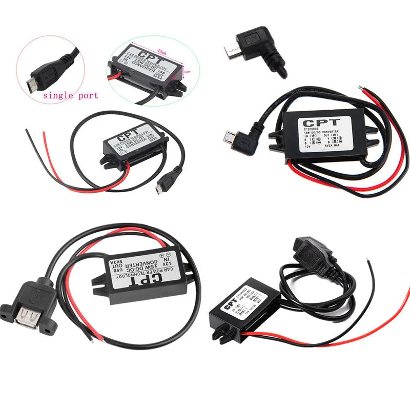 1 xпонижающий DC 12V до 5V 3A 15W DC мини/микро/двойной USB адаптер питания конвертер
