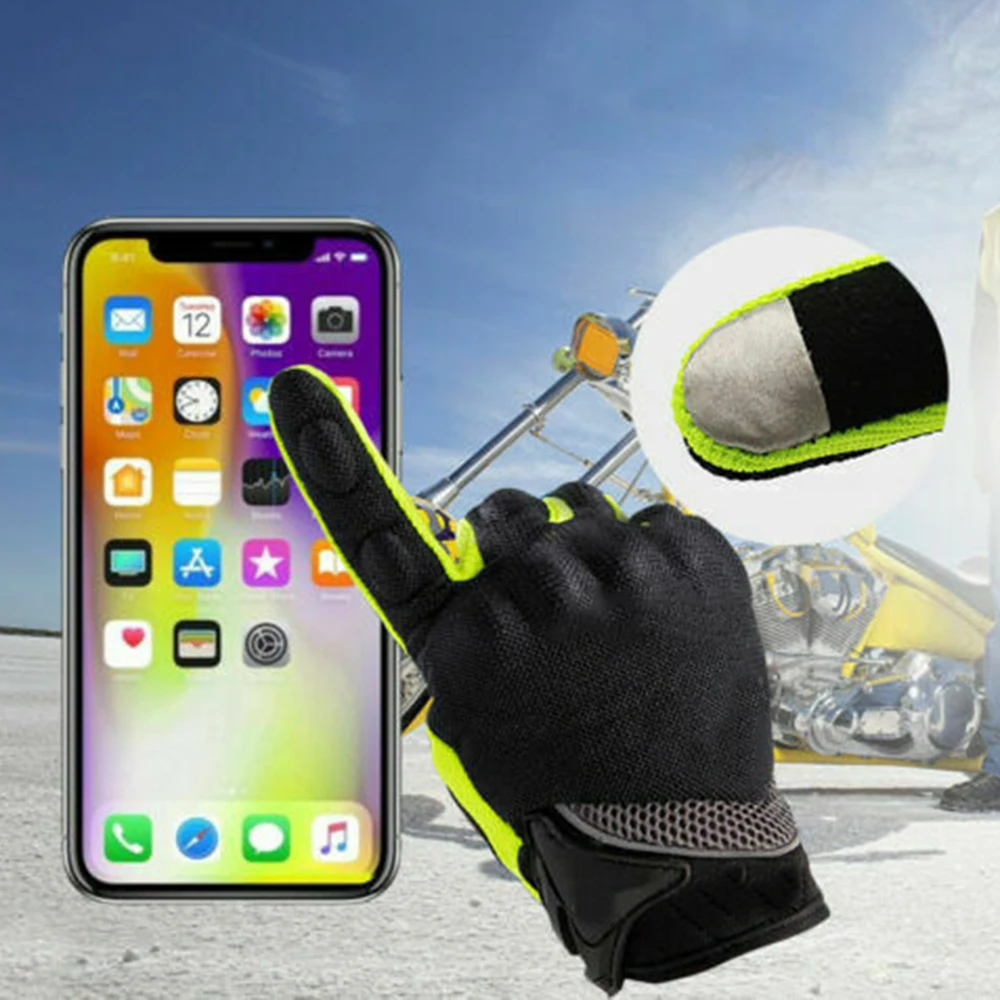 1 пара Guantes Мото Гонки на мотоциклах противоскользящие дышащие для верховой езды полный палец микрофибры перчатки унисекс