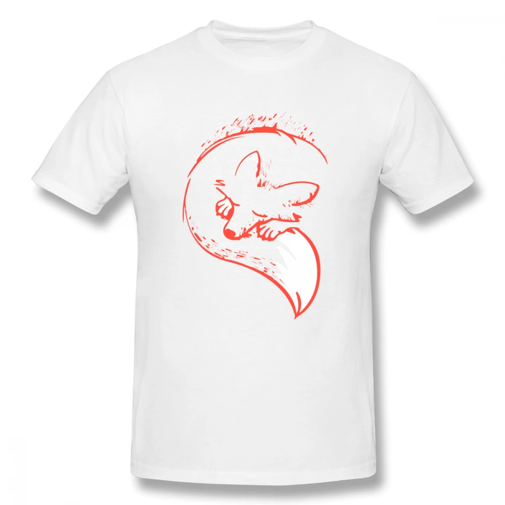 

100% cotton Fox Sleep Cute Cowered Animal print casual mens o-neck t shirts fashion Men's Basic Short Sleeve T-Shirt