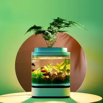 

YouPin Geometry Mini Lazy Fish Tank USB Charging Self-cleaning Aquarium with 7 Colors LED Light Home Office Aquarium