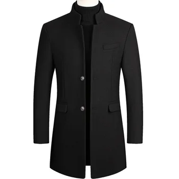 

2020 Winter Black Coat Plus Size Woolen Blend Coat Male Long Windbreaker Jacket Thick Cotton Warm Men Jacket Mens Overcoat 4xl