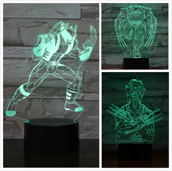 

3D Lamp Marvel Superhero X-Men Wolverine Logan Figure Children's Led Night Light Boy Kids Birthday Gift Desk Lamp The Avengers