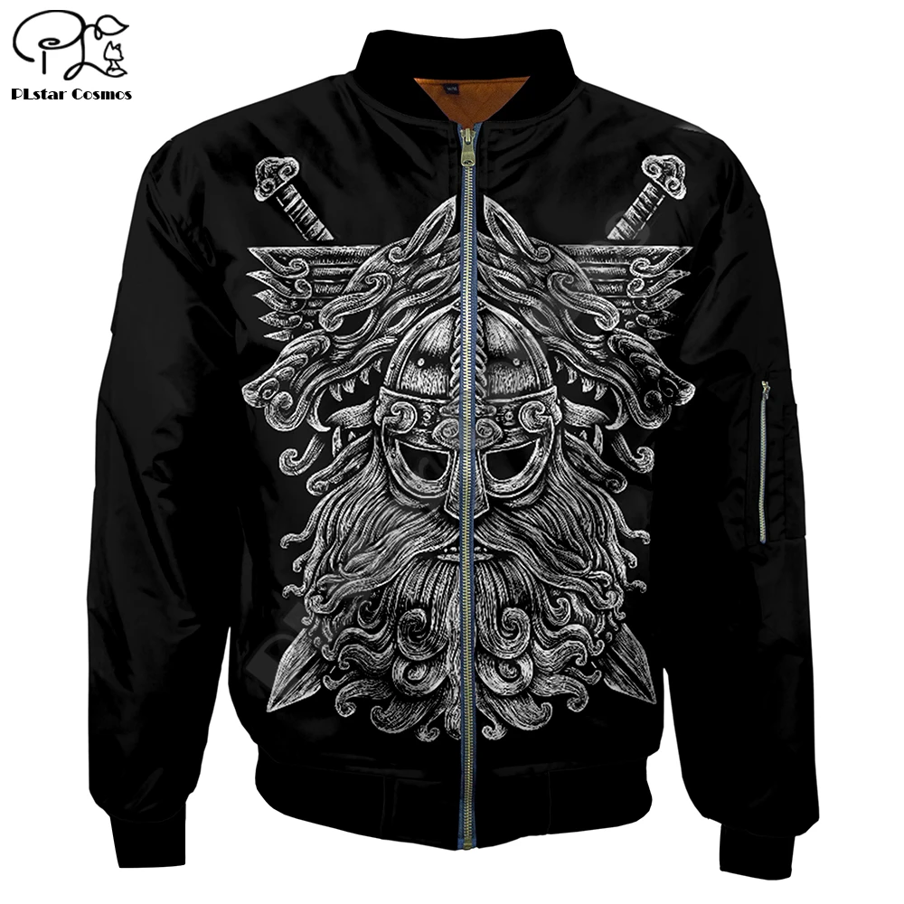 Мужские куртки-бомберы viking tattoo 3d с полным принтом, длинная куртка на молнии, Толстая Повседневная куртка унисекс Harajuku, женская уличная куртка