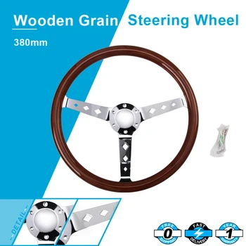 

BRAND NEW 15inch Classic Sport Wooden Grain Silver Brushed Spoke Steering Wheel