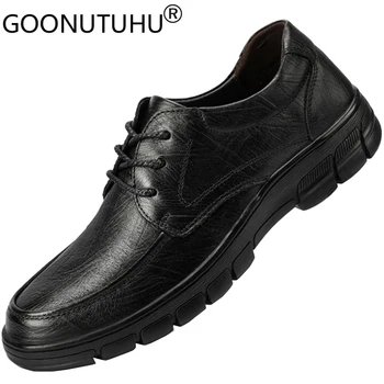 

2020 style men's shoes casual genuine leather classic brown black derby shoe man lace up waterproof shoes for men big size 38-47