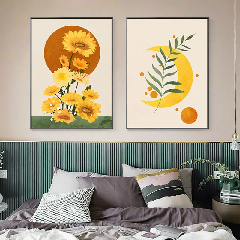 Wall-Art-Canvas-Painting-Sunflower-Leaves-Plant-Nordic-Posters-And-Prints-Abstract-Sculpture-Wall-Pictures-For (2)