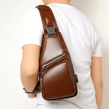 

New Style Men Chest Pack Shoulder Bag Cool Style PU Shoulder Bag Men's