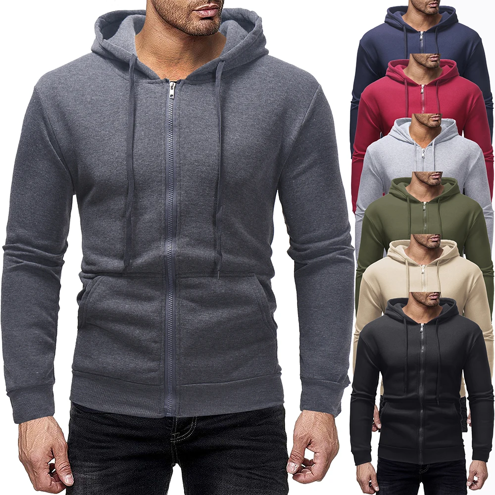 2021 men's jacket European style simple basic hooded cardigan sweater European code 7 color sweater
