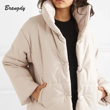 Women's PU Jackets Winter Thick Warm Parkas Turtleneck Oversize Outerwear Solid Plus Size Coats 2020 Za Faux Leather Female Full