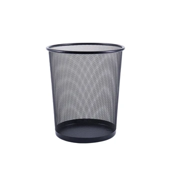 

Office Can iron Mesh Waste Bin Wastebasket Rubbish Paper Net Trash Basket Black 26.5*23.5*18.5cm