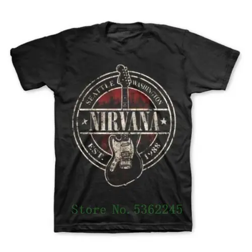 Nirvana футболка Est 1988 Марка с гитарой новая аутентичная s m l Xl 5xl Мужская футболка размера плюс футболка большого размера футболка для мужчин