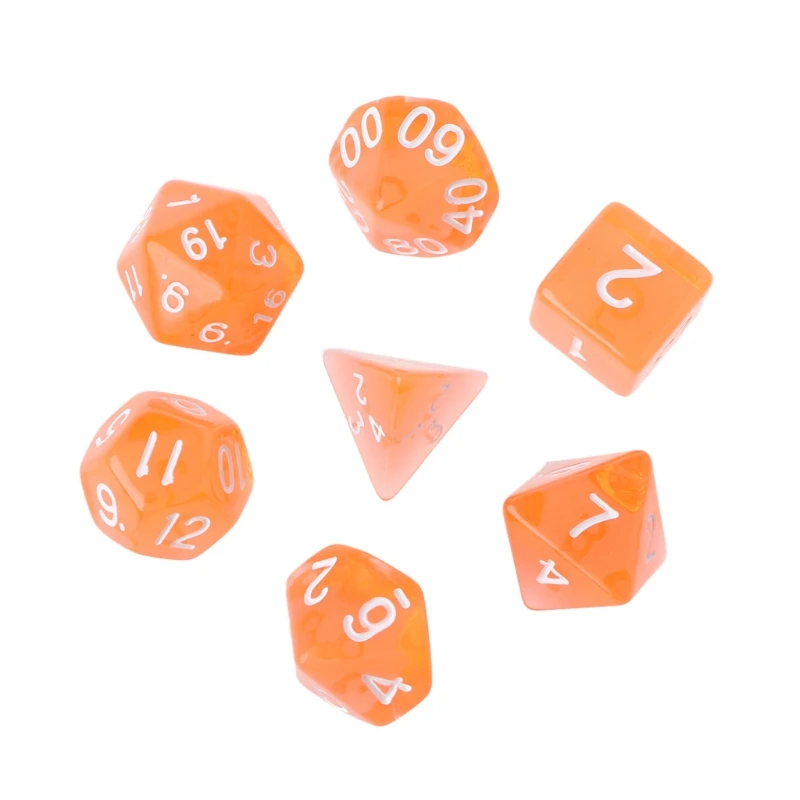 69HD 7Pcs Clear Polyhedral Game Dice For Dragon Pathfinder D20 D12 2xD10 D8 D6 D4 | Спорт и развлечения