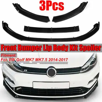

High Quality 3pcs Car Front Bumper Splitter Lip Spoiler Diffuser Protector Guard Cover Trim For VW For Golf MK7 MK7.5 2014-2017