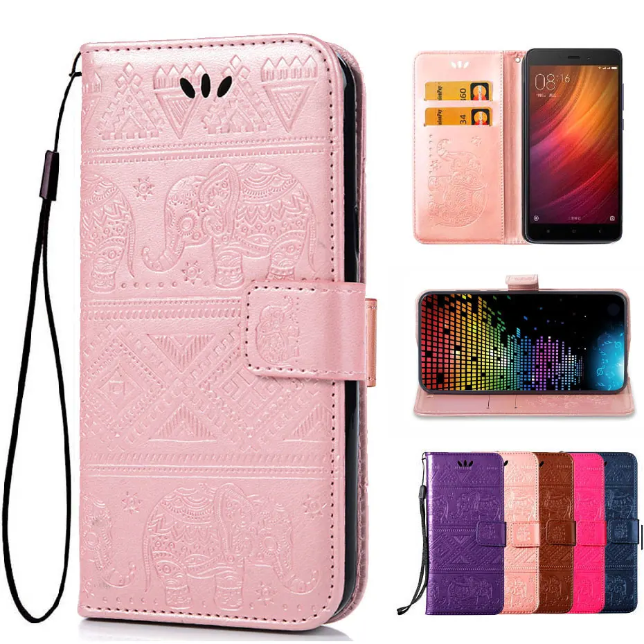 3D-Elephants-Emboss-Leather-Flip-Wallet-Phone-Case-for-Xiaomi-Redmi-3-3S-3X-4-Pro