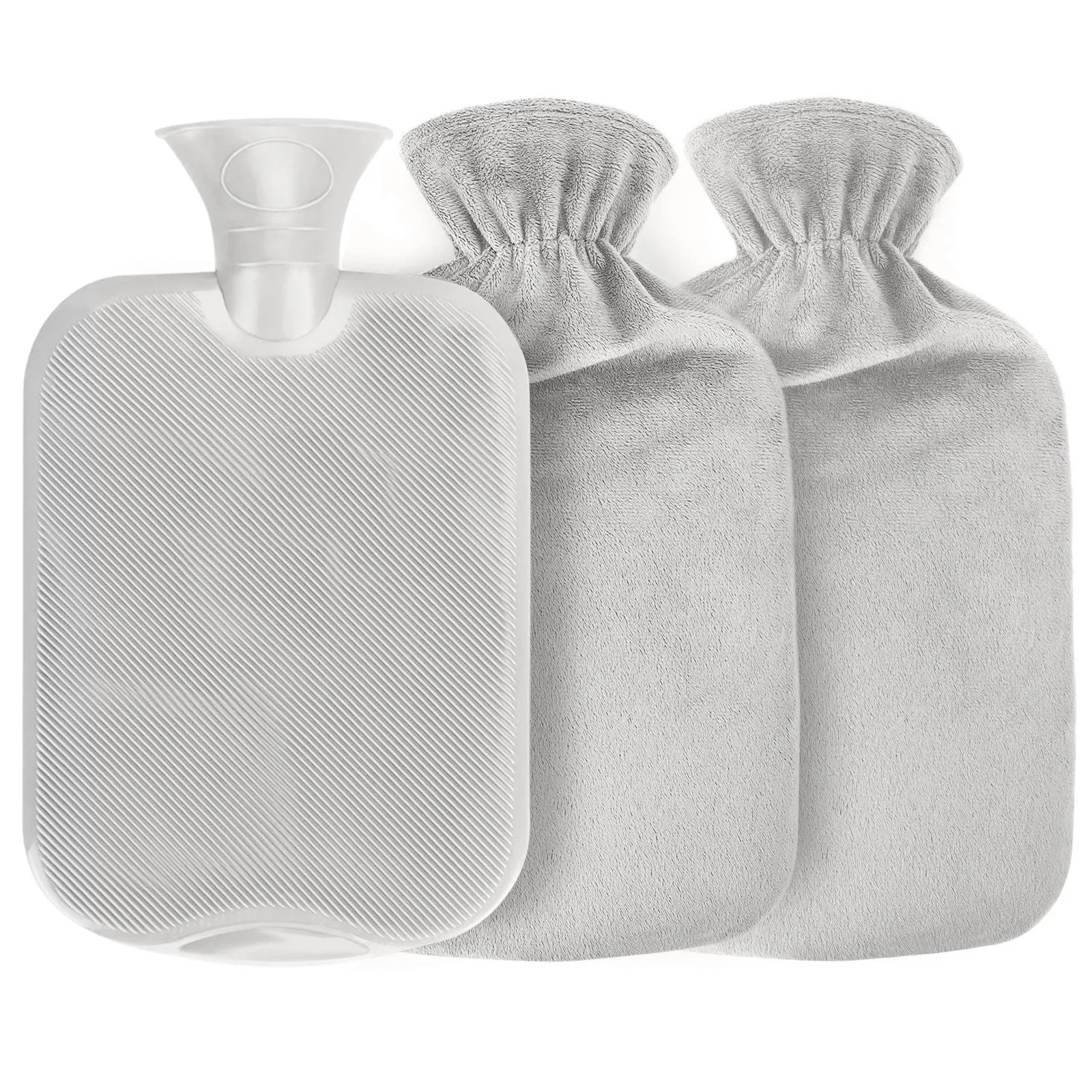 Bolsa de agua caliente de felpa gruesa con dibujos animados, calentador para manos portátil, bolsa de almacenamiento de inyección de agua, 2 uds.