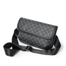 

New Luxury Brand Designer Men's Shoulder Bag Plaid Leather Small Sling Crossbody Bags Male Phone Key Clutch Flap Pack Handbags