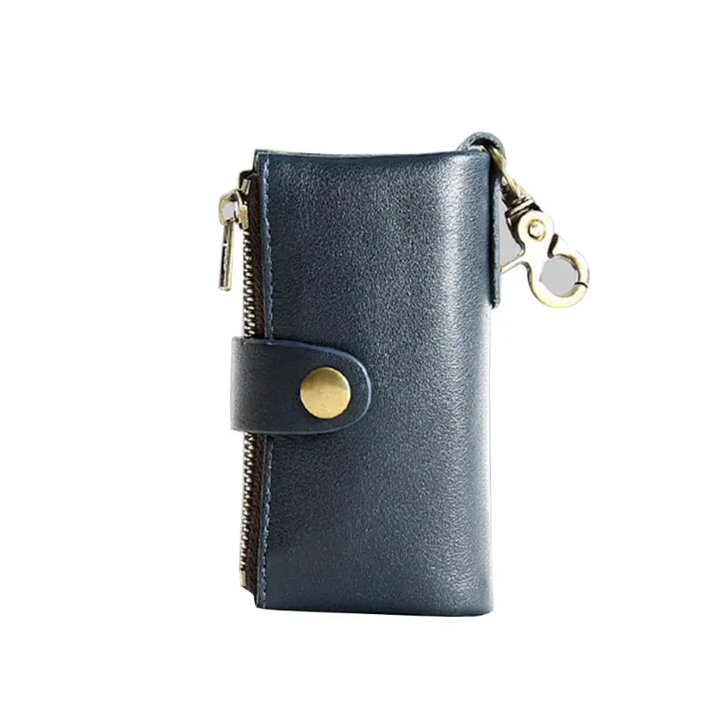 Мужской кожаный Длинный кошелек ID кредитный держатель для карт брелок сумка кошелек сумочка 517D - Цвет: Синий
