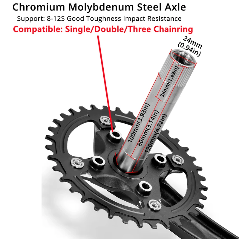 Bielas MTB 170mm Con Bottom Bracket Aleación De Aluminio Hueco