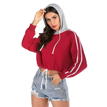 

NEW STYLE FASHION 2020 Ladies Crop Hoodie Women Solid Casual Short Hooded Sweat Shirt Top Hot SALE Female Outerwear Womens