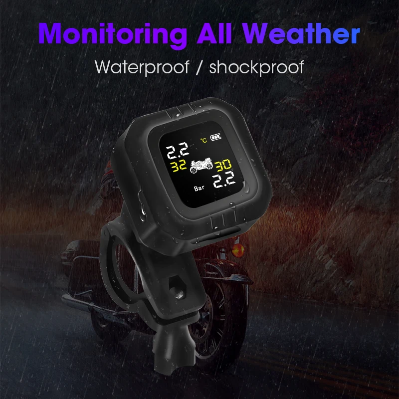 Jansite TPMS система контроля давления в мотоциклетных шинах, система Предупреждение с двумя датчиками, установка руля
