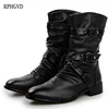 High Quality Men Leather Boots Men Basic Locomotive Boots Black Punk Rock Shoes Men Size 38--48 ► Photo 3/6