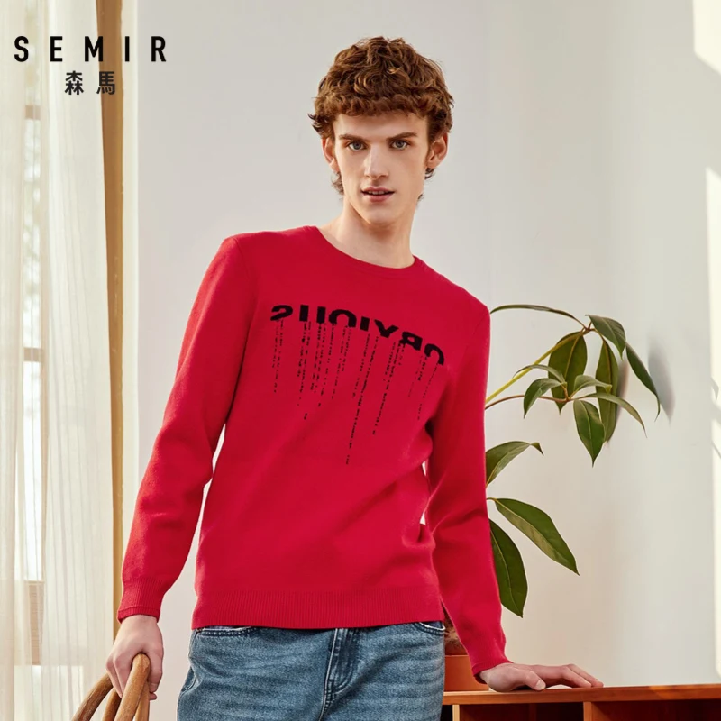Весна 2020 новый свитер SEMIR мужской год красный с круглым вырезом Молодежный