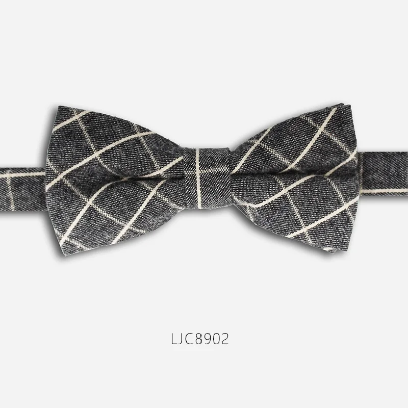 LJC8902 Новая мода мужские галстуки для Свадьба Двойная Ткань Хлопок Клетчатая галстук-бабочка банкет годовщина бабочка галстук с подарочной коробкой - Цвет: LJC8902