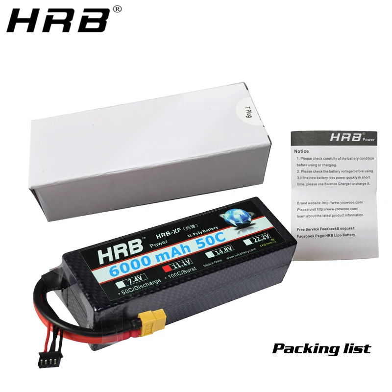 HRB Lipo Battery 3S 11.1V 6000mah 50C T Deans XT60 EC5 XT90 Hardcase For Traxxas Car Truck Boat FPV Airplane Quadcopter RC Parts