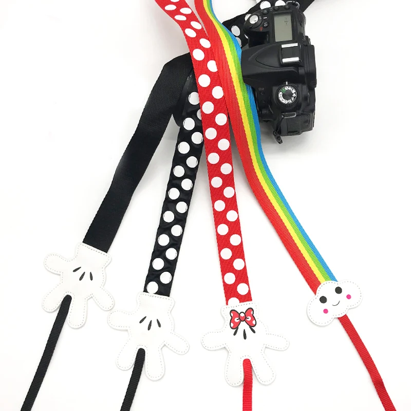 Милый мультяшный ремешок для камеры милый Радужный нейлоновый шейный/плечевой/ремешок для запястья для Canon Nikon sony Fujifilm Instax Sling