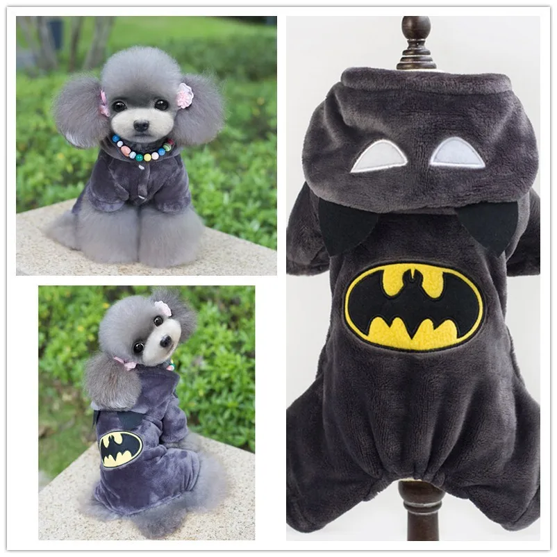 Одежда для домашних животных Костюм с капюшоном Бэтмен Четыре Ноги Толстовка Одежда для собак осень и зима горячая распродажа