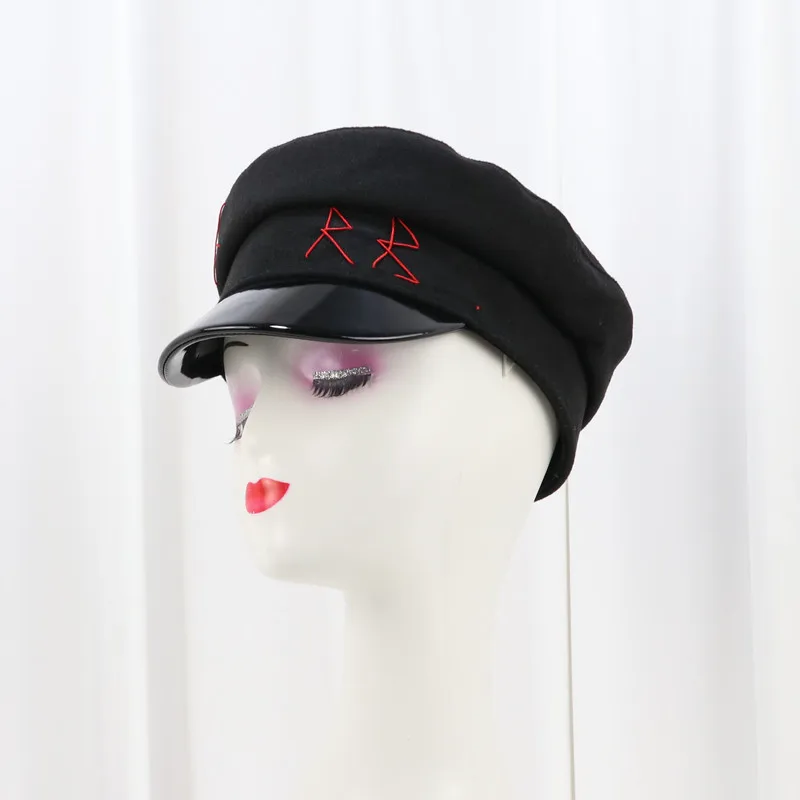 Ворсистая зимняя шапка, женские модные береты, шапки для девушек, уличный стиль, шерстяная шапка s, женская брендовая шапка, военная Кепка, черная плоская кепка s