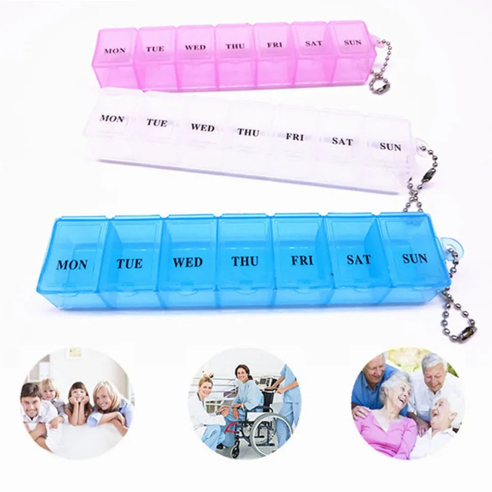 

Arsmundi Transparent Storage Box Home Portable 3 Colors 7 Days Pill Seven Grid kit Storage Organizer Home Daily Necessities