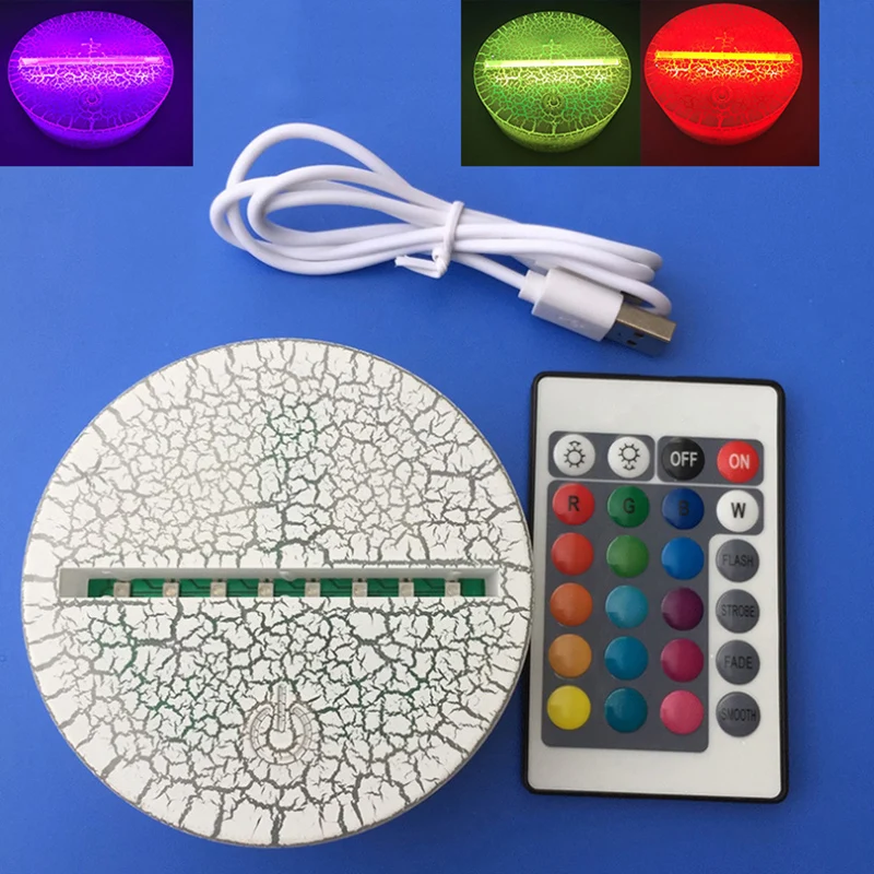 

ABS Acrylic 3D LED Night Light Lamp Base Stand touch Remote Control Black USB Cable power For Christmas birthday Gift